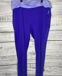 Reebok  Purple Athletic Pants Fold Over Waist 26/28