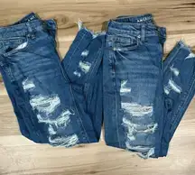 American Eagle Set of 2 Distressed Mom Jeans 0 Extra Short