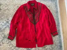 Bob Mackie Vintage Wearable Art 100% Silk Blouse L NWT