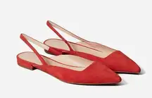 Everlane The Editor Slingback Suede Flats in Persimmon