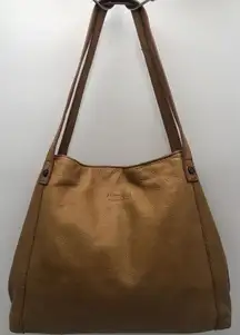 American Leather Co. Liberty Camel Brown Pebbled Leather Tote Shoulder Bag READ