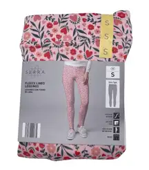 NEW Serra Fleece Lined Leggings Women's Size Small Pink Floral Extra Tight Fit