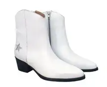 Thursday Boot Company THURSDAY BOOT CO Country Star White Leather Ankle Boot Heeled Western Size 8.5