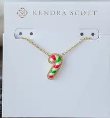 Kendra Scott Christmas Candy Cane Gold Short Pendant Necklace