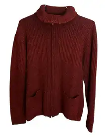 Vtg London Fog Women's L wine red pocketed 1/4 zip sweater made in USA