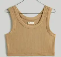 Madewell Crewneck Crop Waffle Knit Fitted Tank Top‎ in Tan Size XS Style #NL396