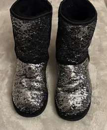 UGG Sparkling Black and Silver Sequin Boots