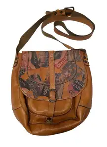 Patricia Nash Vintage Patch leather saddle bag Nepali Coast Hawaii suede inside