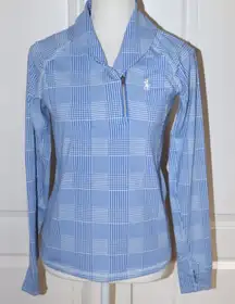 POLO Golf Ralph Lauren Women’s Blue Houndstooth Jacket Quarter Zip Size Small