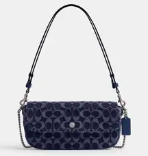 Coach Brook Flap Chain Bag in Signature Denim & Leather Silver/Deep Blue NWT