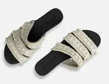 ROTHY’S retired triple band seashell fringe white slip on flat sandals Sz 10