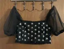 Black Storia 3d floral crop top