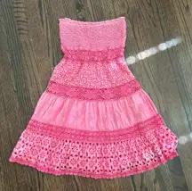 Macramé Positano pink strapless mini dress Made in Italy 