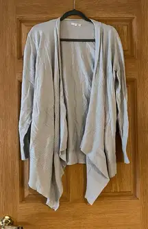 Maurices light grey cardigan size large Christmas 
Pit to pit 19 
Length 28
