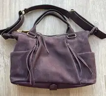 Small Satchel Purse Handbag Wine Leather