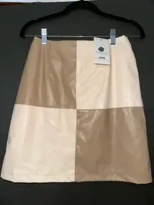 Checkered Leather Skirt