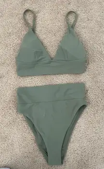 Olive Green High Waisted Bikini Set
