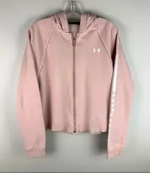 Rival Loose Pastel Pink White Logo Full Zip Fleece Jacket Medium M