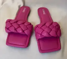 Fuchsia Woven Slide Sandals