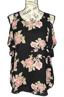 Fortune + Ivy MEDIUM Anwe Cold Shoulder Top - Stitch Fix Floral Chiffon Blouse
