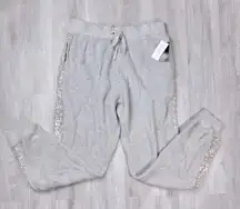 Gray Sweater Knit Sequined Jogger Pants XL