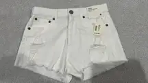 High Rise White Jean shorts 2.5”