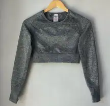 Gymshark Dry Flex Crop Top Gray Logo Gym Shirt