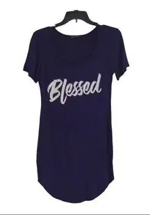 BLESSED navy blue blinged tee T Shirt  Dress  Women's Size M Medium