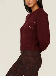 Peter Som Burgundy Pointelle Sweater MEDIUM Cottage Metallic Thanksgiving $275