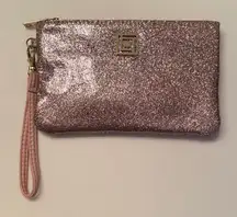 Elegant Pink Glitter Wristlet Clutch with power bank charger inside