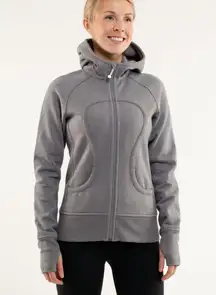 Lululemon Sparkle Gray Full Length Zipper Scuba with Hood