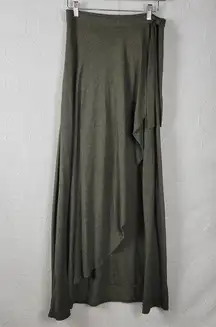 Susina Womens Skirt Size XS Hunter Green Wrap Knit Draped Soft Maxi Tie Waist