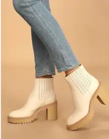 Caster‎ H2O Ivory Leather Platform Ankle Boots Dolce Vita