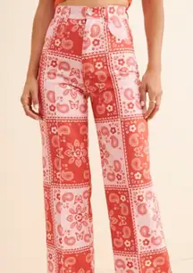 Lisa Says Gah Robyn Paisley Floral Butterfly Pink Wide Leg High Rise Jean 25