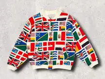 Vintage Adrienne Vittadini Sports Jacket Bomber World Flags Olympics sz Medium