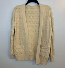 Women’s Khaki Chunky Knit Cardigan Sweater Size Medium