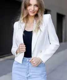 Generation Love Women's Clara Cropped Blazer XLARGE White Office Modern Nautical