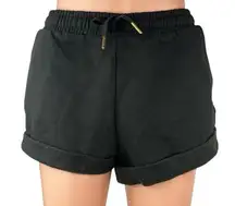 NEW WeWoreWhat Black Drawcord Elastic Waist Cuffed Pull On Sweat Shorts Size S