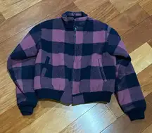 Woolrich Vintage Wool Jacket Plaid  Zip Up Women’s Made In USA Bomber Style Sz M