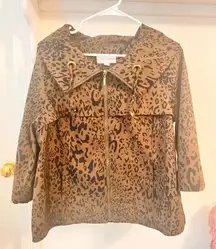 Erin London Cheetah Print Full Zip Jacket