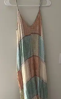 🆕 Lovestitch Bohemian Paisley Patchwork Maxi Dress with Pockets, Size S/M
