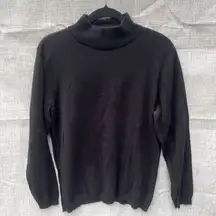 Women Talbots Mock Neck Long Sleeve Cotton Blend Black Stretch Turtleneck Sz XL