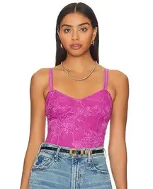 Free People  High Standards Floral Lace Cami in Dahlia Mauve Size XS NWT