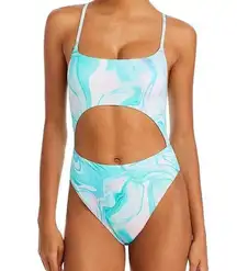 NWT Aqua Swim Swirl Print Cutout One Piece Swimsuit