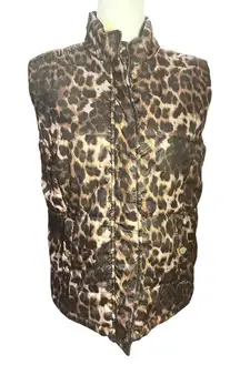 Leopard Print Puffer Vest Sleeveless Jacket Animal Print Padded Warm‎
