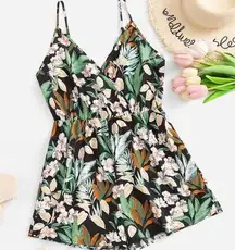 SheIn  plus tropical print wrap romper