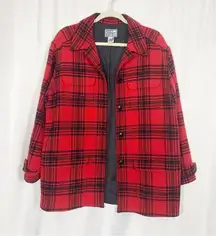 Pendleton  Vintage VTG 49ers Buffalo Plaid Shirt Jacket Shacket Red Black Wool