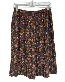 Vintage Leslie Fay Pleated Floral Midi Skirt - Size 10 Petite