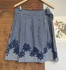 Faconnable Pleated Blue White Striped Summer Skirt size 14 large