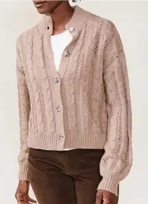 ABLE Ruth Cable Knit Cropped Cardigan Fisherman Tan Brown Plus Size‎ 2X